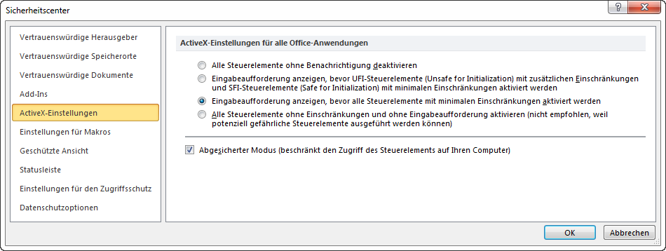 Mehr Schutz unter Office Word