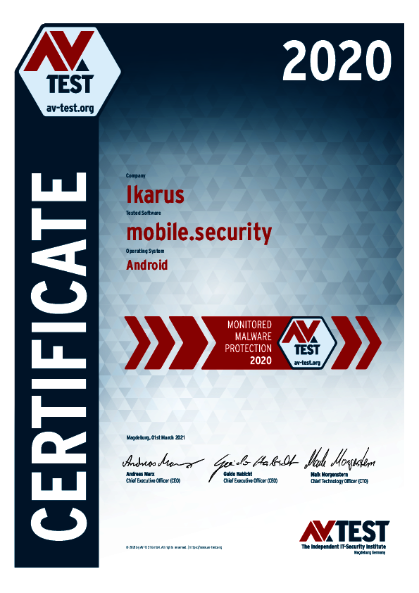 <p>Download: <a href="/fileadmin/Content/Certification/2020/avtest_certificate_android_2020_ikarus_mobilesecurity.pdf">PDF</a></p>
