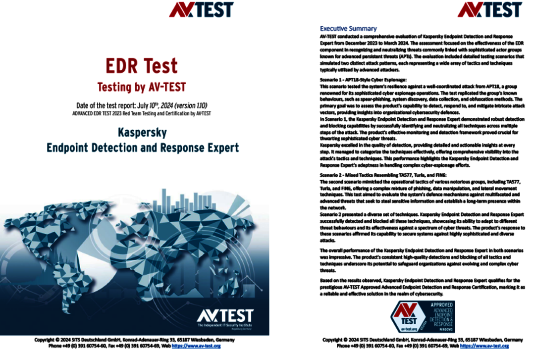 Test EDR avanc&eacute; 2024 : Kaspersky Endpoint Detection et Response Expert