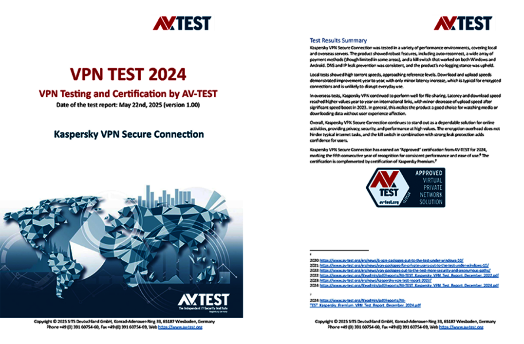 Un test commandé par Kaspersky Kaspersky VPN TEST 2024