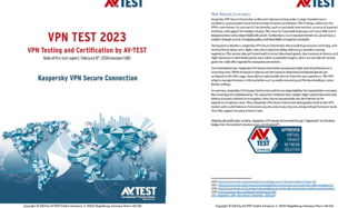 AV-TEST llev&oacute; a cabo una exhaustiva evaluaci&oacute;n independiente de la VPN Secure Connection de Kaspersky (Kaspersky VPN), versi&oacute;n 21.14 para Windows y versi&oacute;n 1.70 para Android en septiembre de 2023, centr&aacute;ndose en su rendimiento y capacidades de seguridad en septiembre de 2023. Esta evaluaci&oacute;n ten&iacute;a como objetivo determinar la eficacia de la VPN de Kaspersky a la hora de proporcionar una conectividad a Internet segura y fiable, especialmente en el contexto de las crecientes amenazas aceleradas a la ciberprivacidad y la necesidad de una s&oacute;lida protecci&oacute;n de la privacidad en l&iacute;nea que todos exigimos.