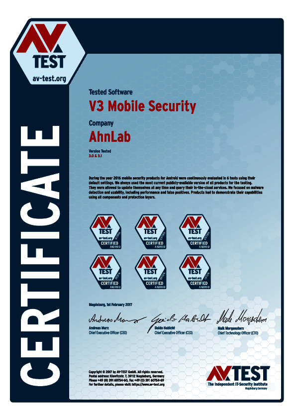 <p>Donwload as: <a href="/fileadmin/Content/Certification/2016/ahnlab_avtest_certified_mobile_2016.pdf">PDF</a></p>