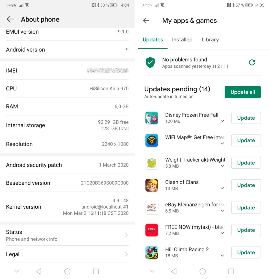 Actualizaciones de Android