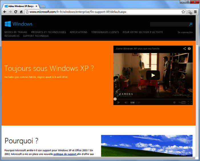 Sur la page de support pour Windows XP Arrêt du support pour Windows XP : ces logiciels antivirus protègeront XP après la date de fin