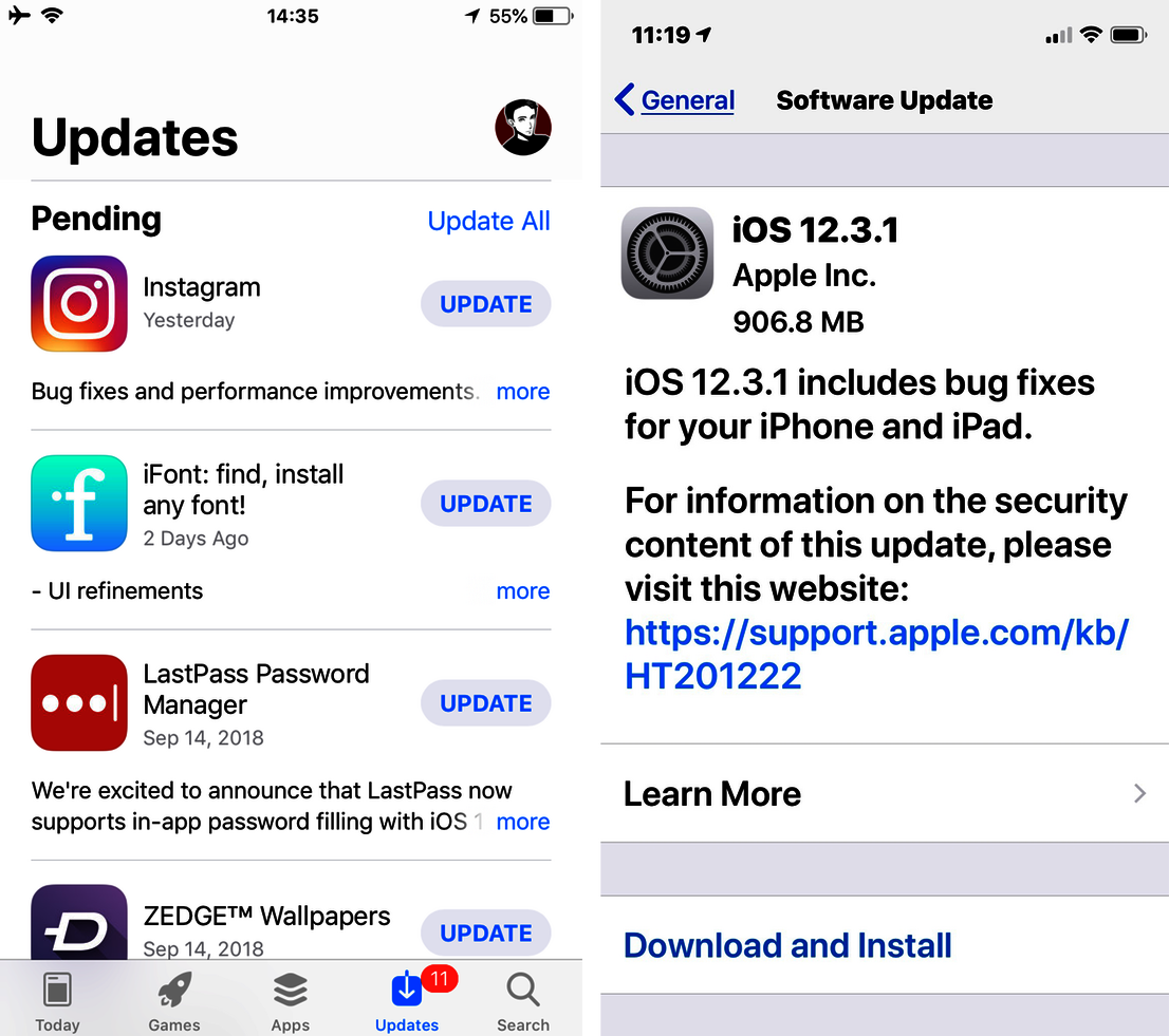 Actualizaciones de Apple iOS