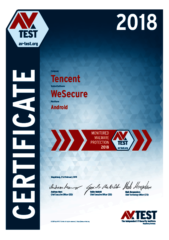 <p>Download as: <a href="/fileadmin/Content/Certification/2018/avtest_certificate_android_2018_tencent.pdf">PDF</a></p>