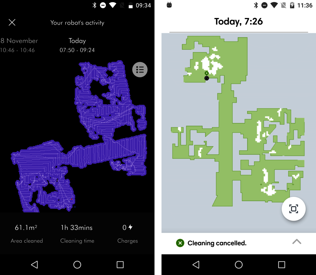 Cleanings maps des aspirateurs robots