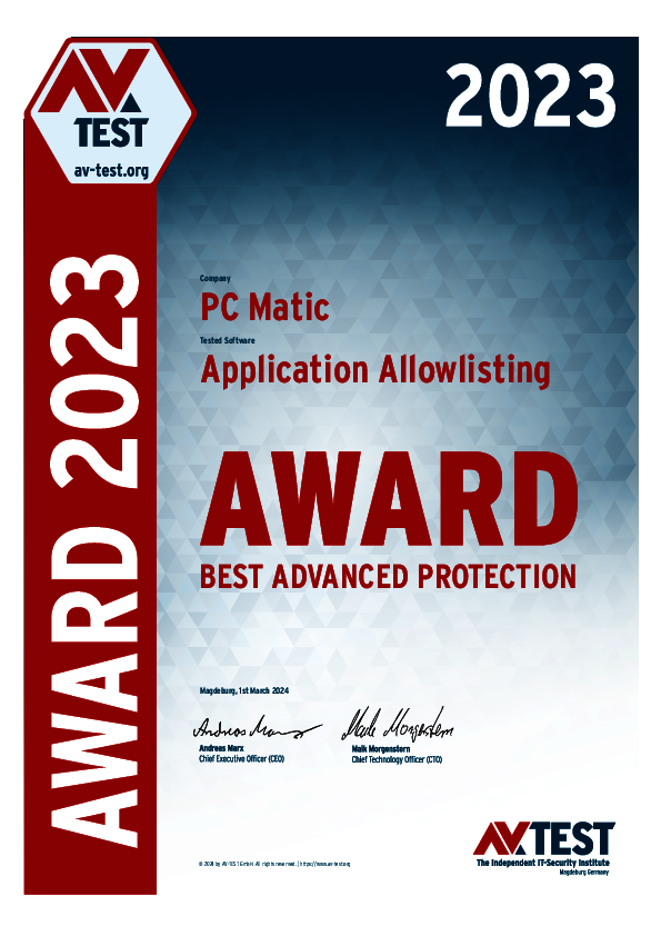 <p>Download as: <a href="/fileadmin/Awards/Producers/pc_matic/2023/avtest_award_2023_best_advanced_protection_pcmatic.pdf">PDF</a></p>