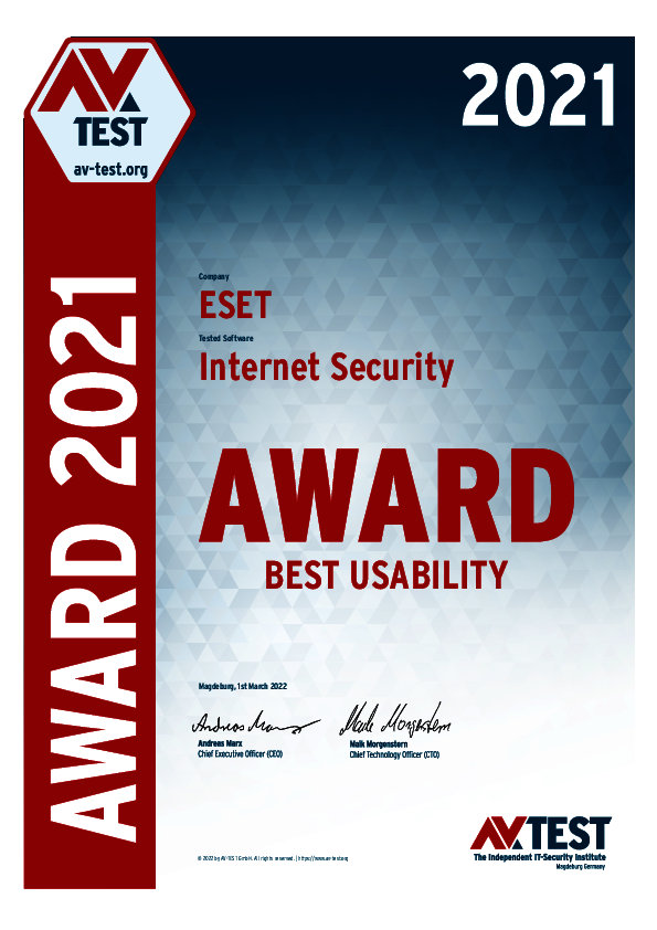 <p>Downloas as: <a href="/fileadmin/Awards/Producers/eset/2021/avtest_award_2021_best_usability_eset_is.pdf">PDF</a></p>
