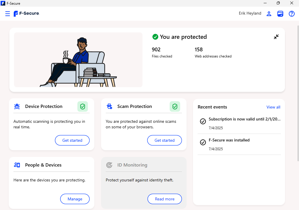 F‑Secure TOTAL Dashboard